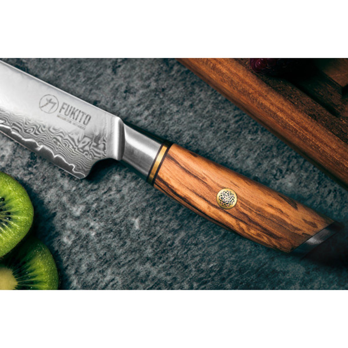 Couteau de cuisine Olive Damas modèle Universel 13cm v002237, FUKITO