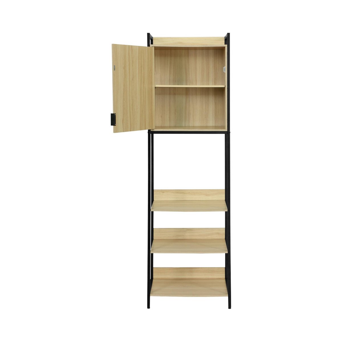 Module dressing décor bois et métal 5 étagères 1 porte CLEVER noir, SWEEEK
