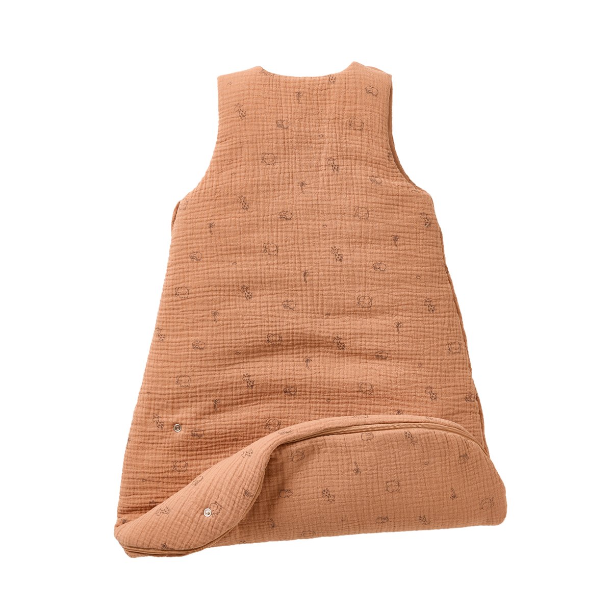Gigoteuse gaze de coton Bio JUNGLE marron imprimé, VERTBAUDET