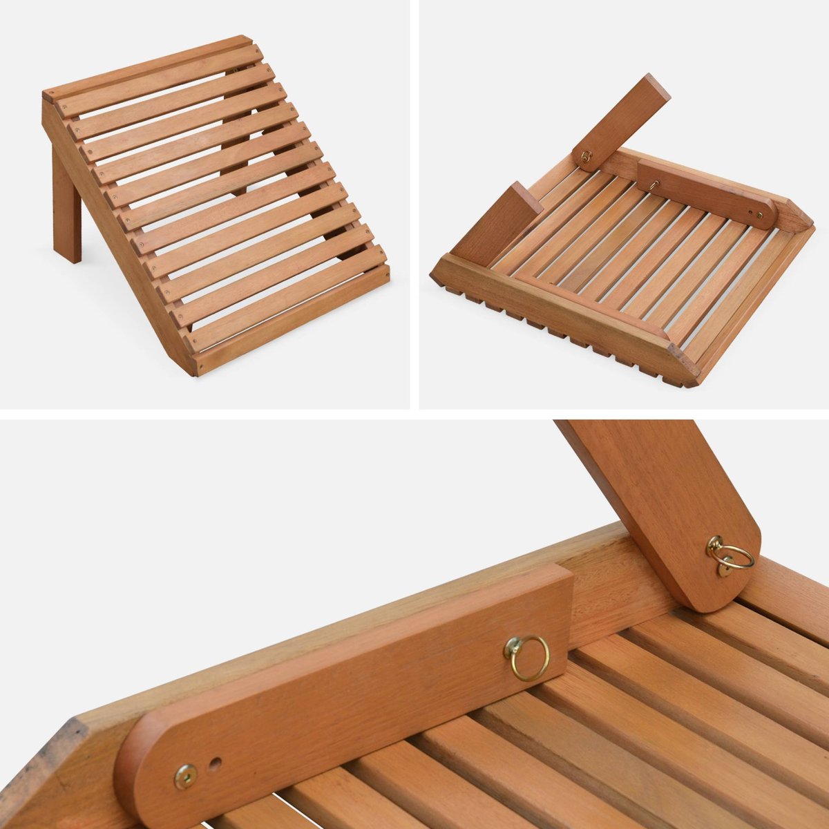 Fauteuil de jardin bois d'eucalyptus + repose-pieds (lot de 2) ADIRONDACK SALAMANCA X2 + TABLE/REPOSE PIEDS bois, SWEEEK