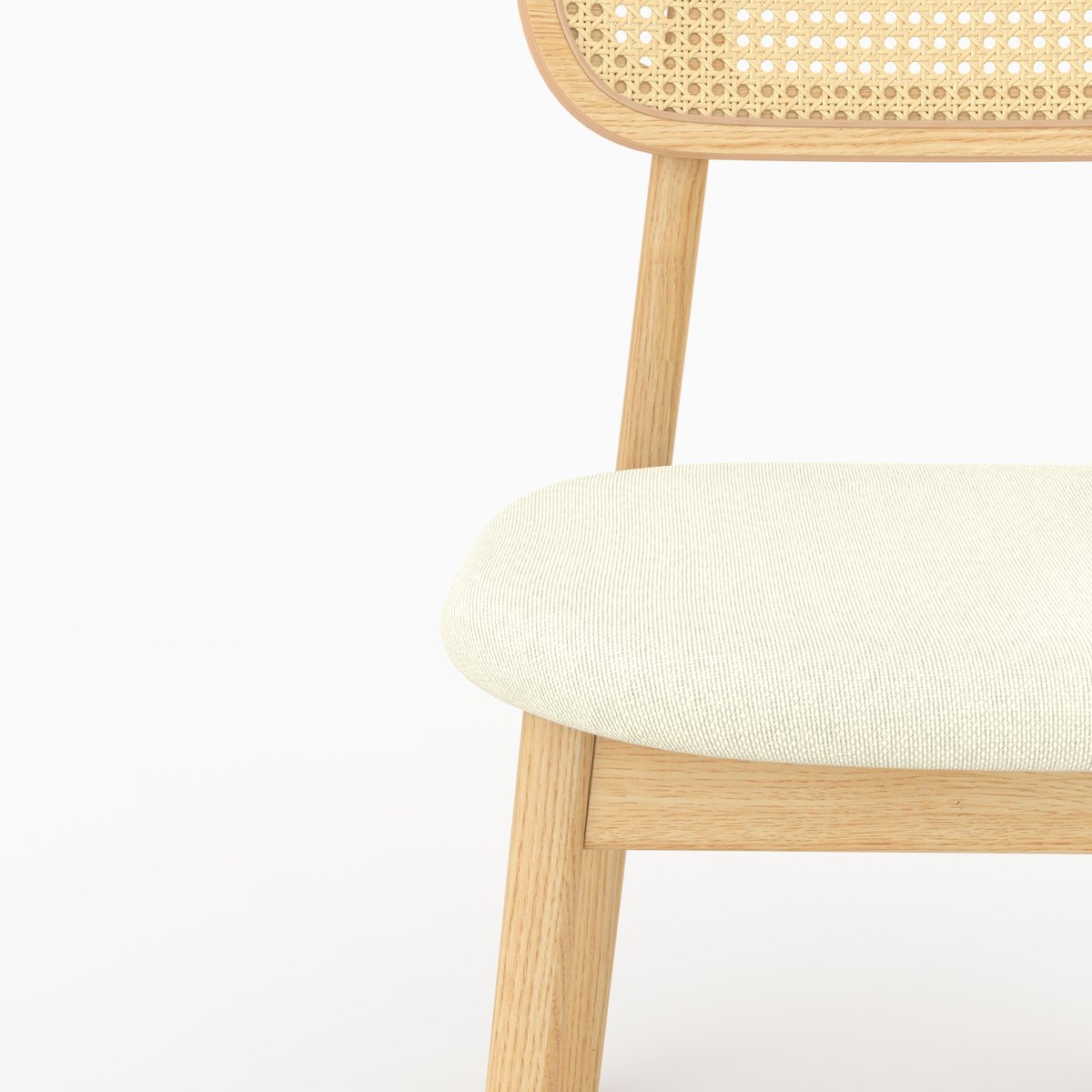 Lot de 2 chaises en bois, tissu et rotin synthétique - MARIA bois clair et beige, MAISON PAVANE