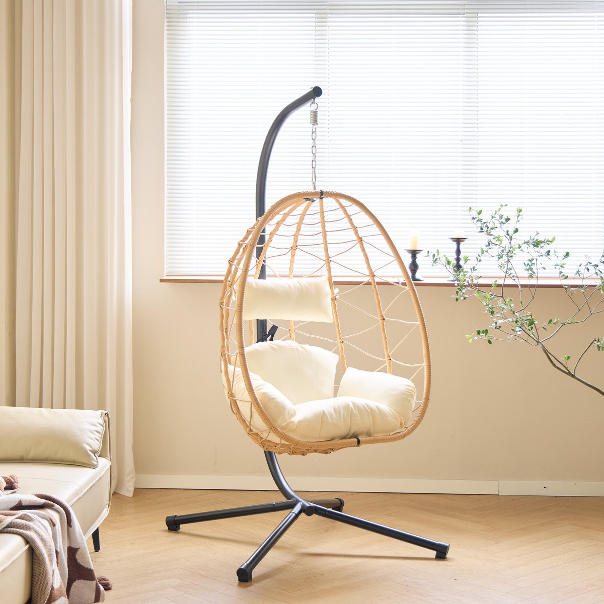 Fauteuil suspendu, rotin et métal, VENICE marron, NORDLYS