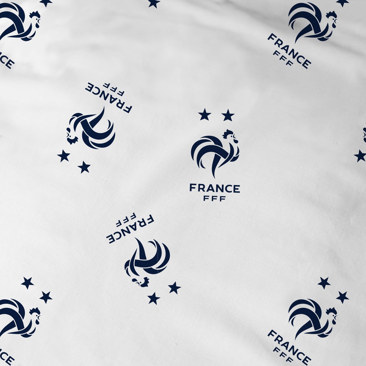 Drap-housse imprimé 100% coton, Équipe de France de Football RAYURES bleu, FFF