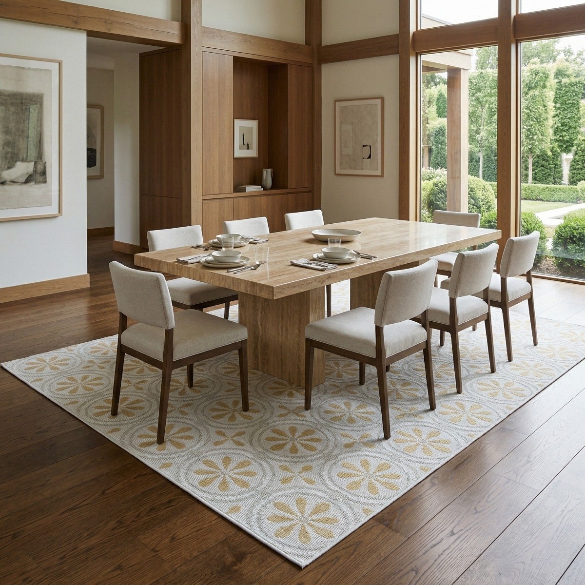 Tapis extérieur intérieur moderne et SUNSHINE TISSAGE beige, jaune, THE DECO FACTORY