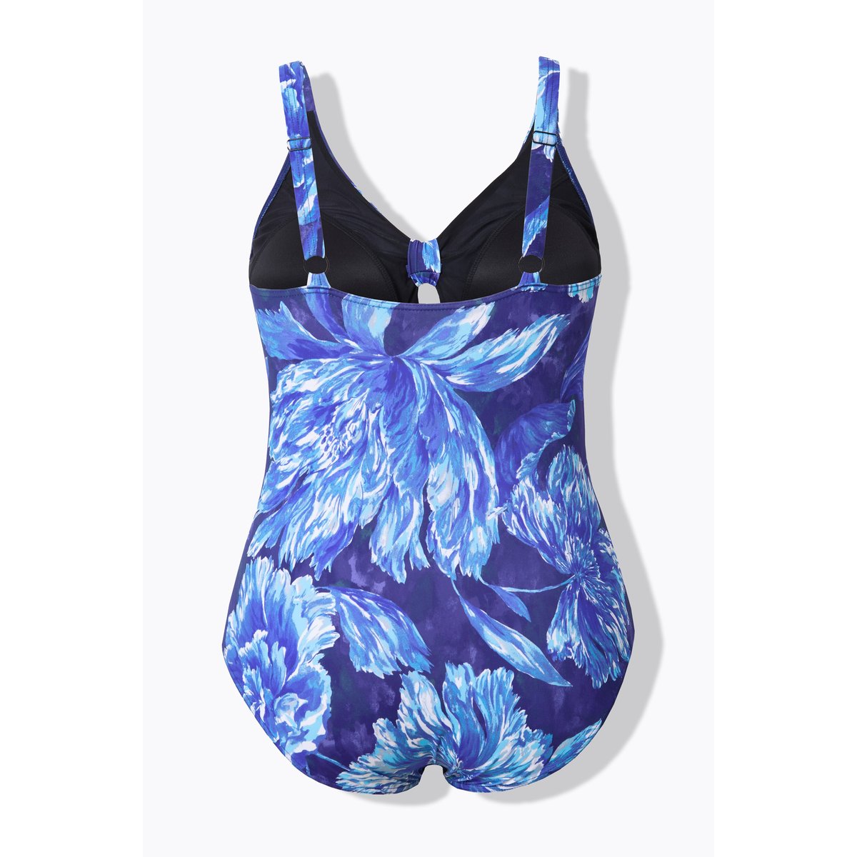 Maillot de bain à fleurs. Bonnets souples. indigo, ULLA POPKEN