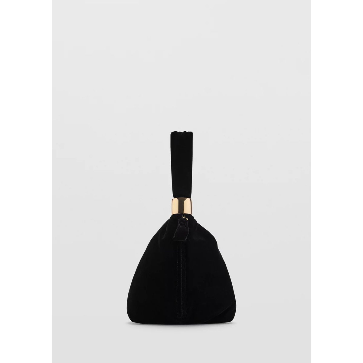 Sac à main velours détail métallique noir, MANGO