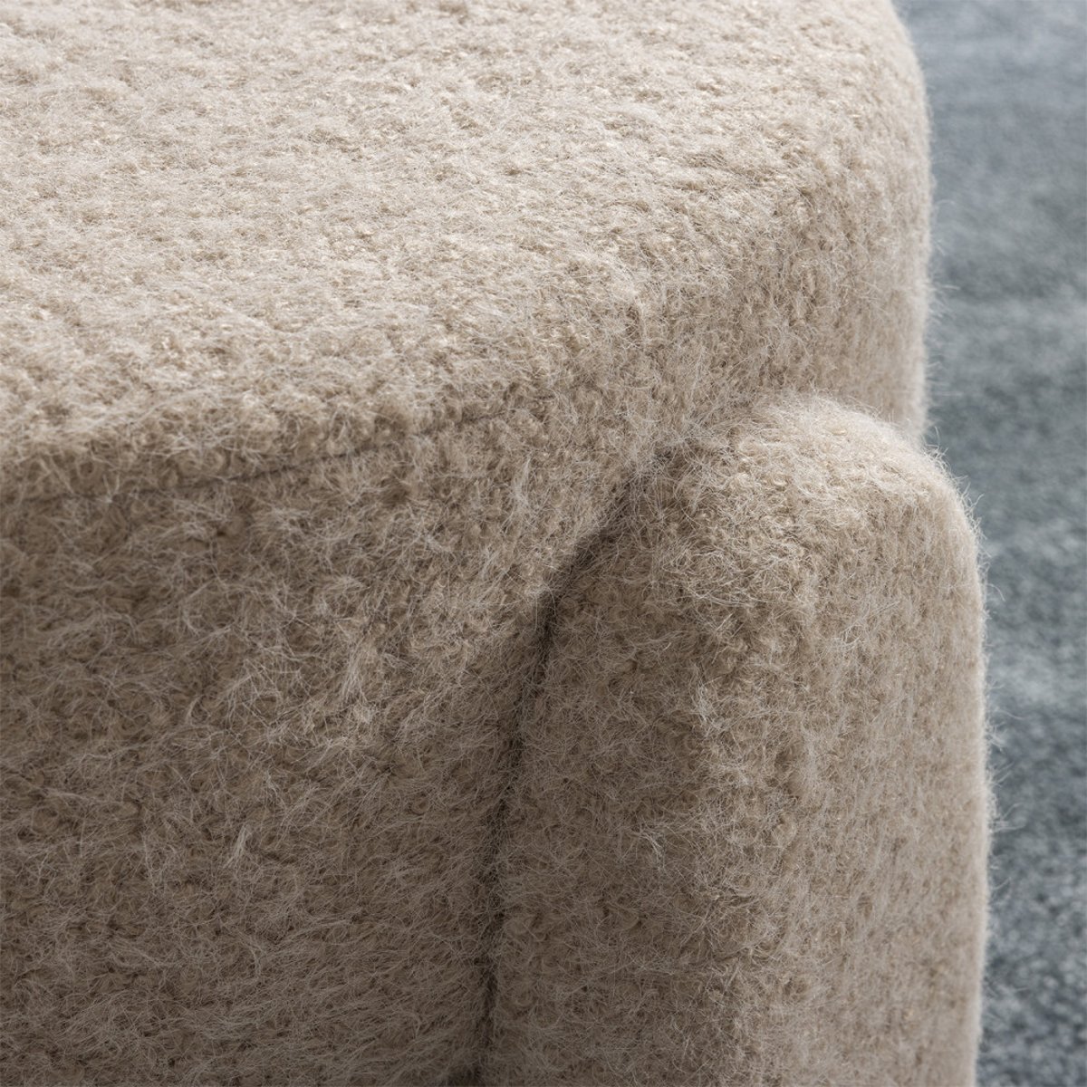 Pouf rond en tissu 45cm- NOLAN beige, DRAWER