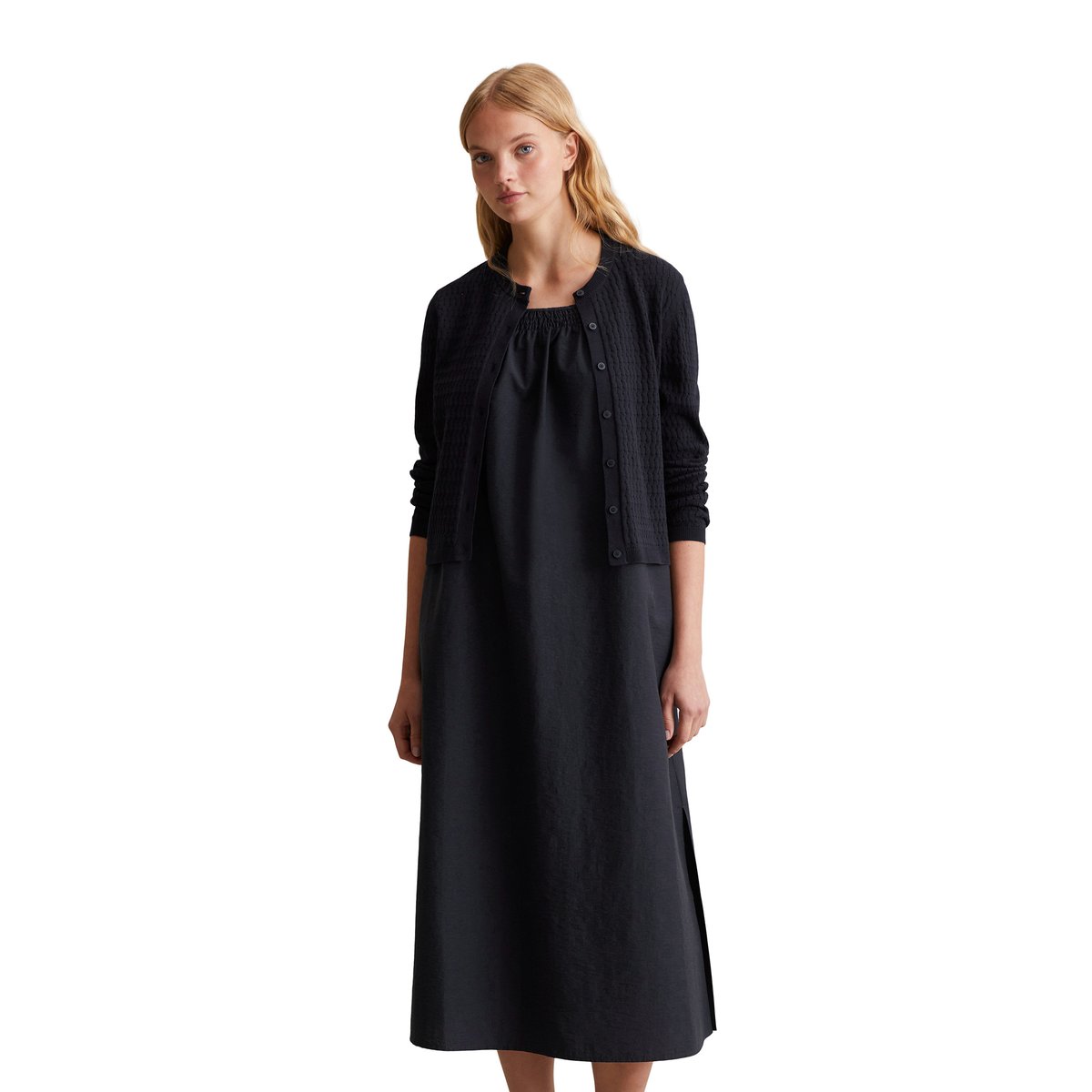 Cardigan regular en fil de coton doux bleu foncé, MARC O’POLO DENIM