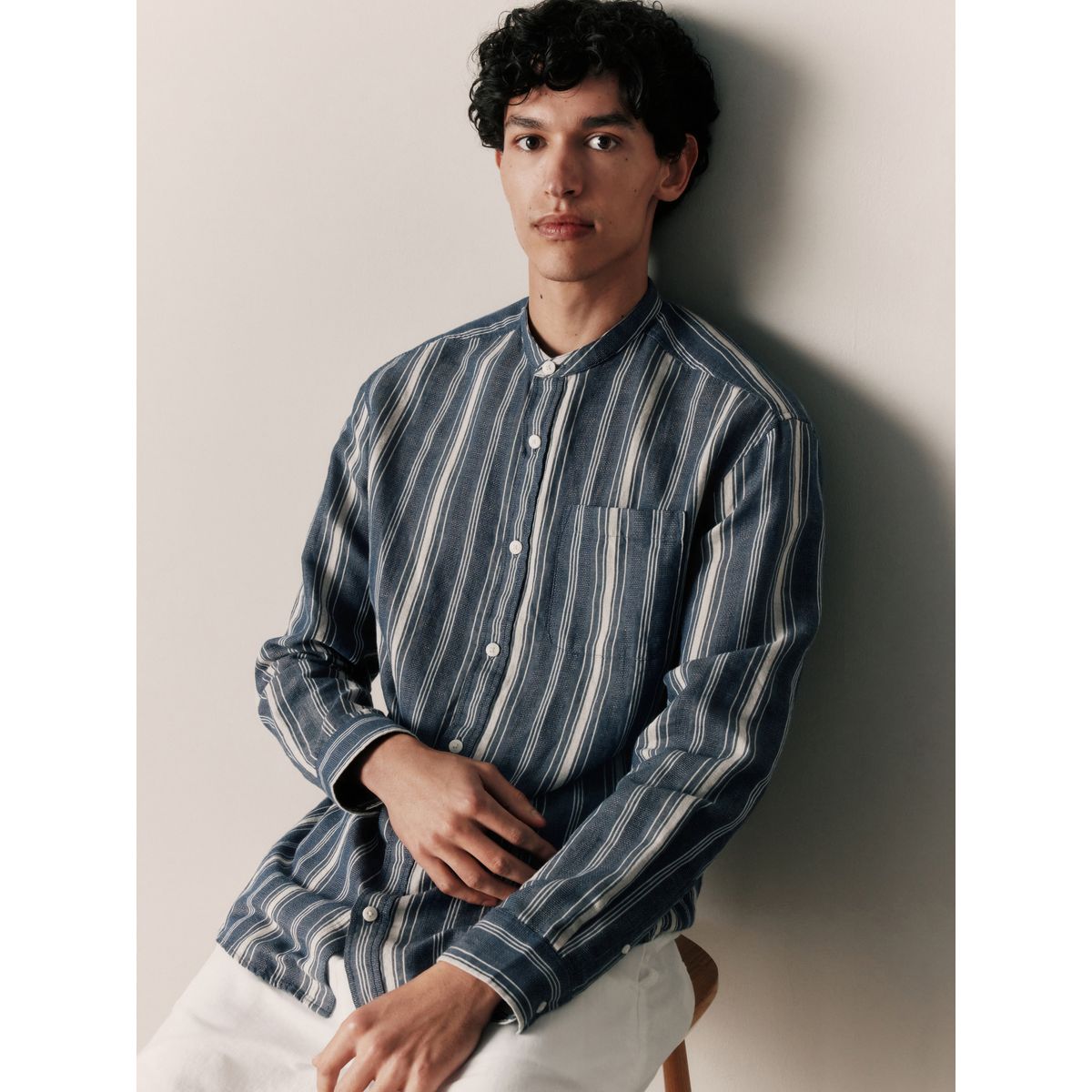Chemise manches longues rayée bleu, NEXT
