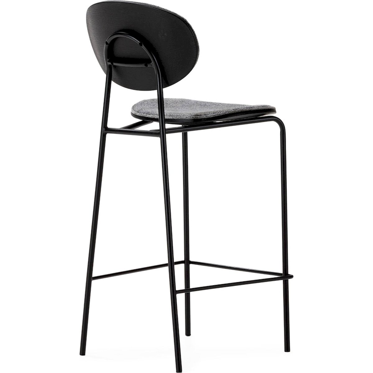 Tabouret de bar en métal et tissu noir et gris, RECOLLECTION