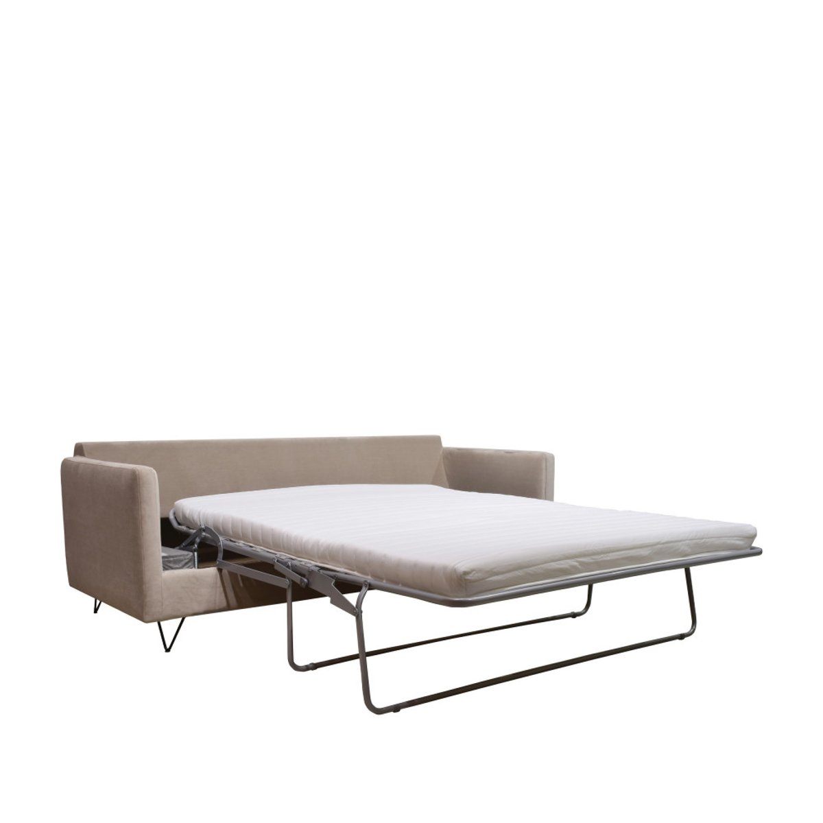 Canapé convertible 4 places en velours pieds épingles noirs- VILLABON beige, DRAWER