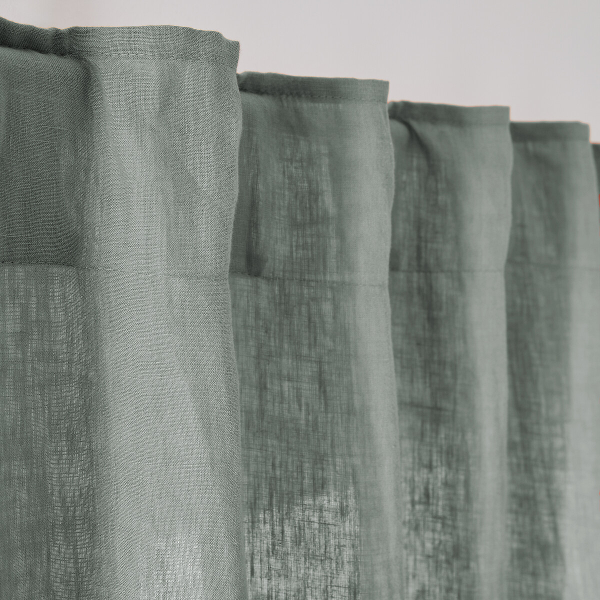 Rideau radiateur lin lavé pattes cachées, Onega vert de gris, LA REDOUTE INTERIEURS