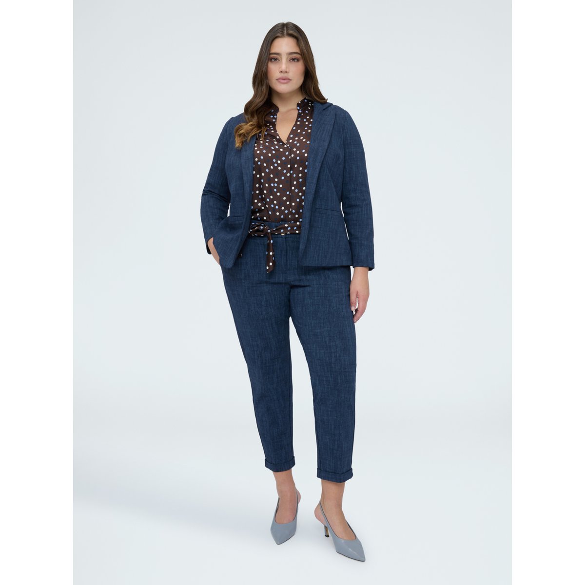 Blazer en jersey Milano bleu, FIORELLA RUBINO
