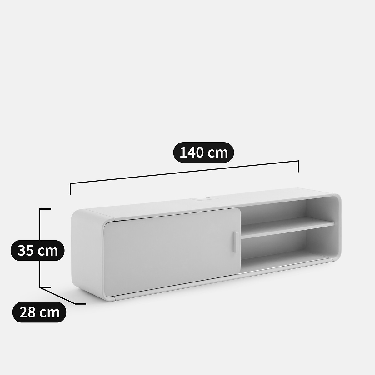 Meuble TV suspendu laqué mat, longueur 140 cm, REDAG beige, LA REDOUTE INTERIEURS