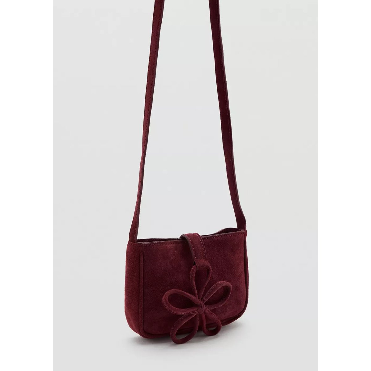 Mini sac en cuir avec motif floral grenat, MANGO KIDS