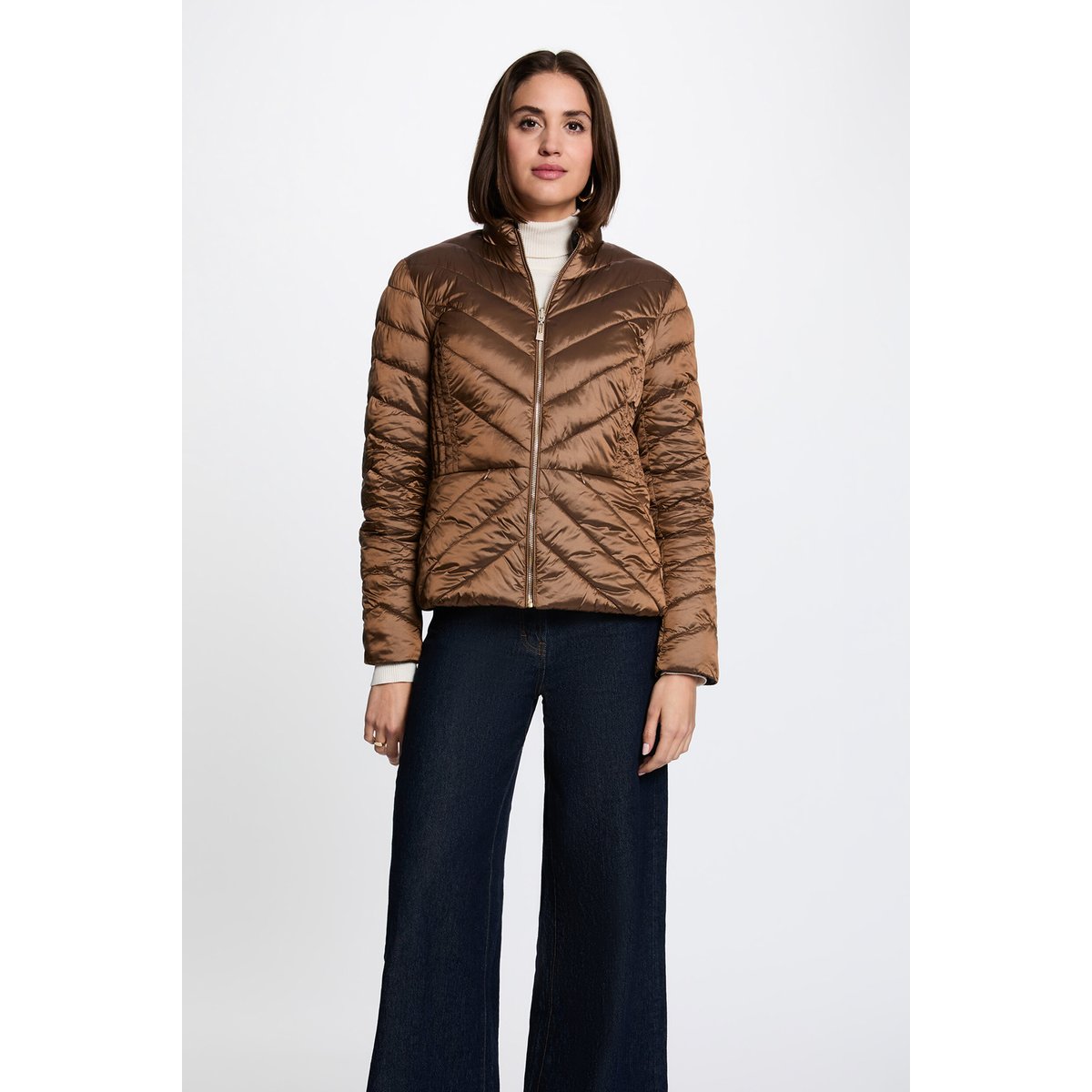 Doudoune réversible satinée couleur bronze, MORGAN