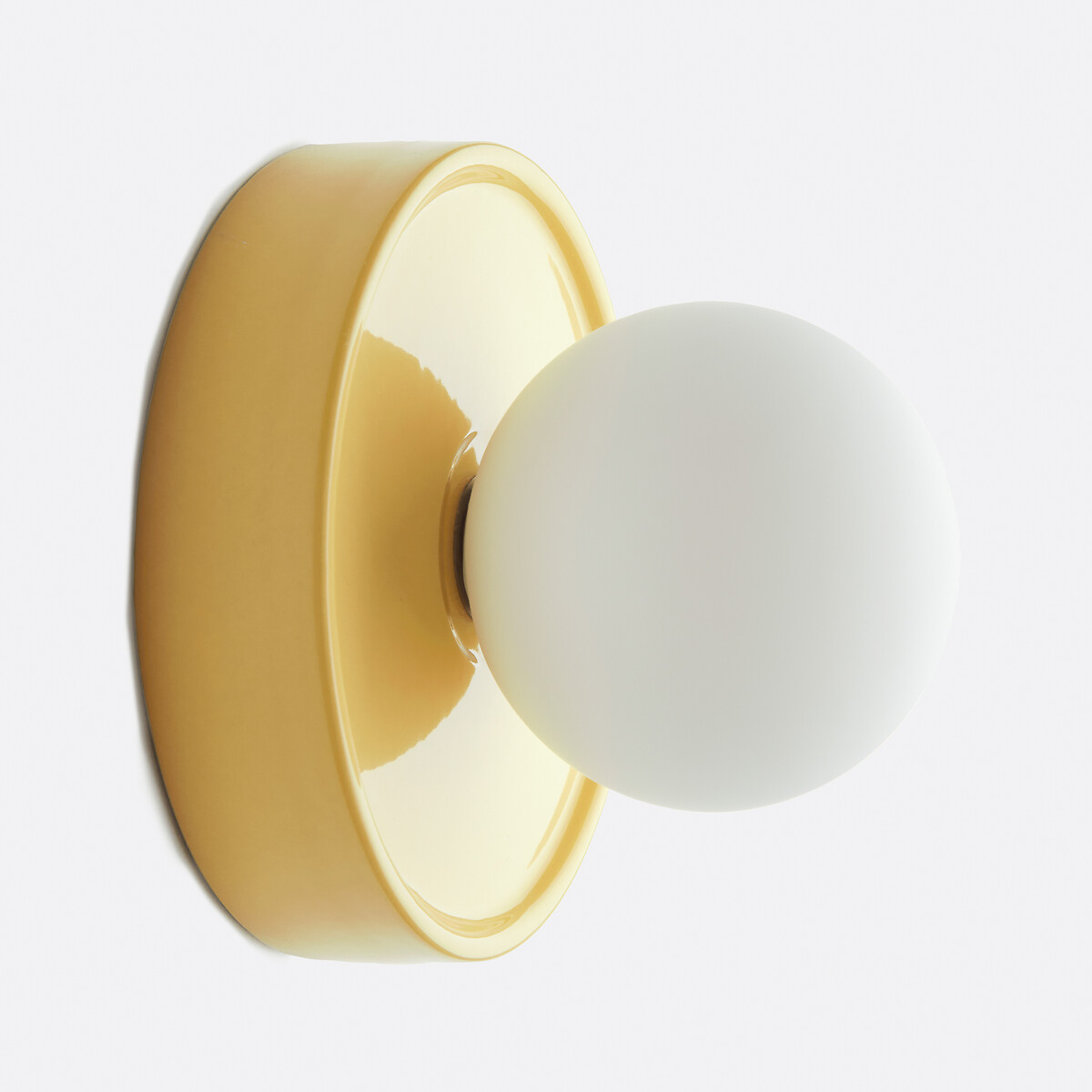Wand- of plafondlamp, rond, keramiek en opaline glas, diameter 16,8 cm, HOLI geel , LA REDOUTE INTERIEURS
