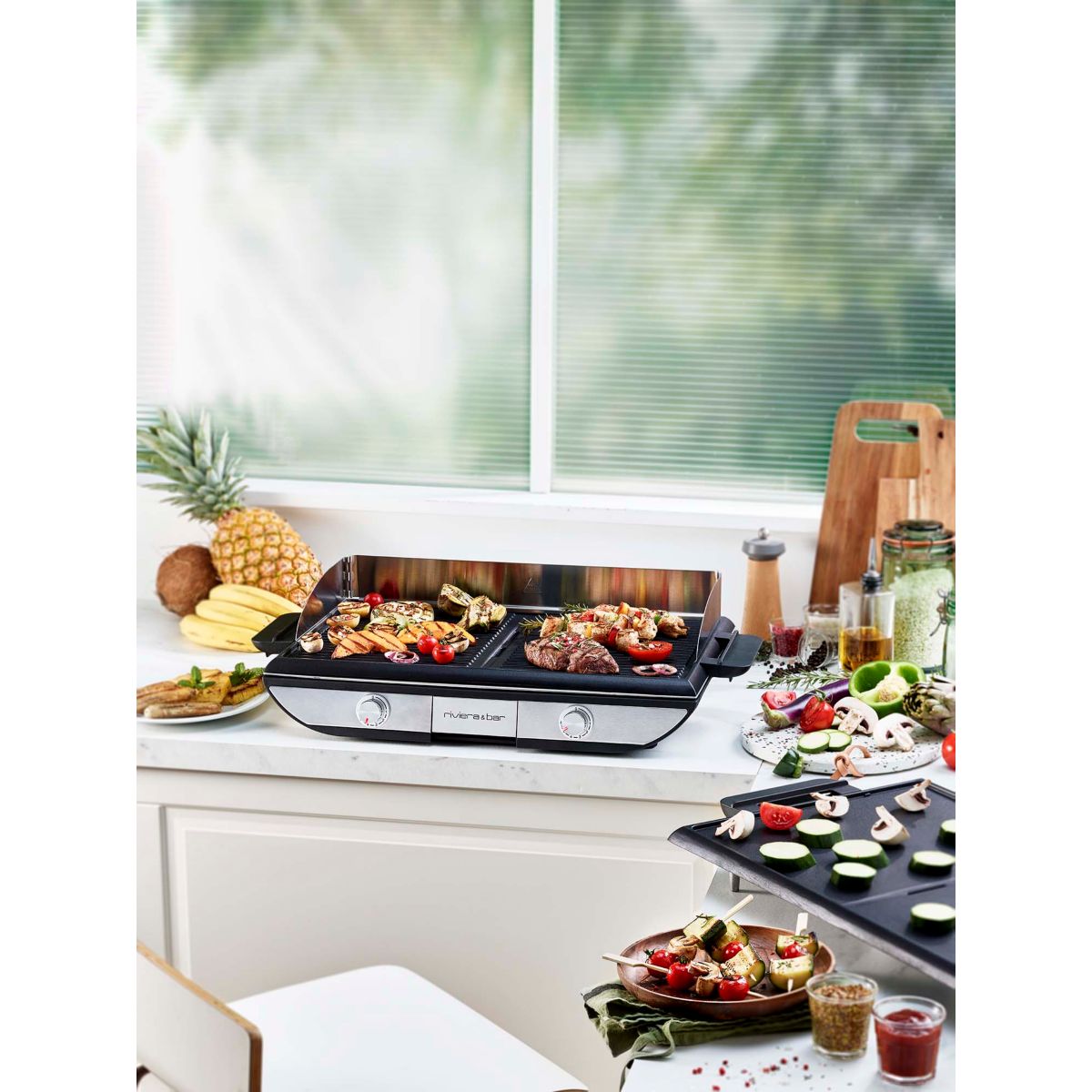 Plancha électrique QPL700 grill combiné couleur unique, RIVIERA & BAR