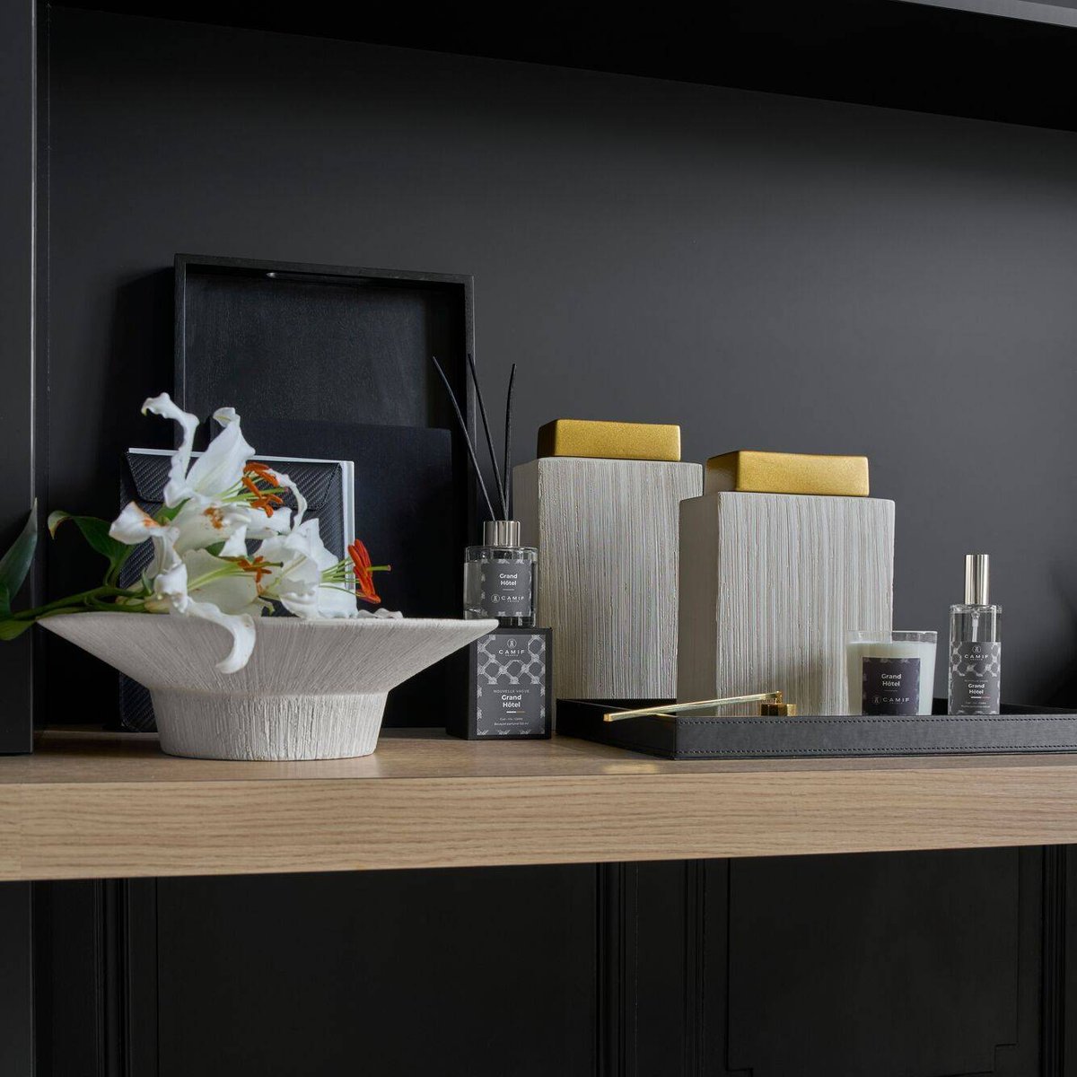 Boîte céramique déco brossé crème 30 cm - SIRINE blanc, CAMIF