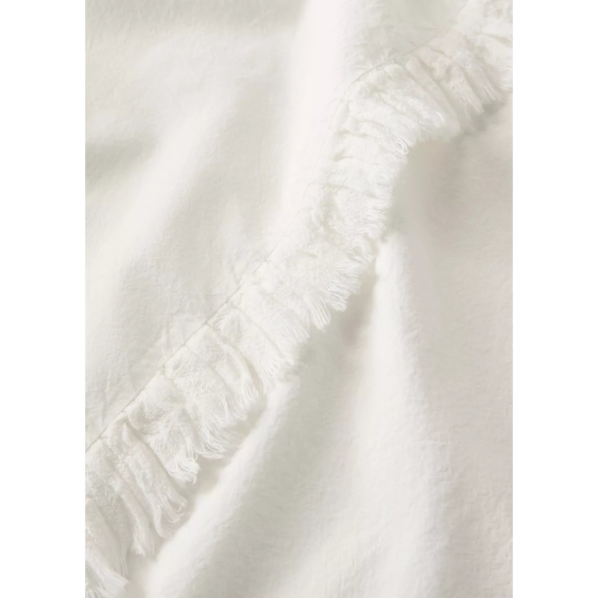 Housse de couette coton lavé volant en gaze effiloché lit 180/200 cm écru, MANGO HOME