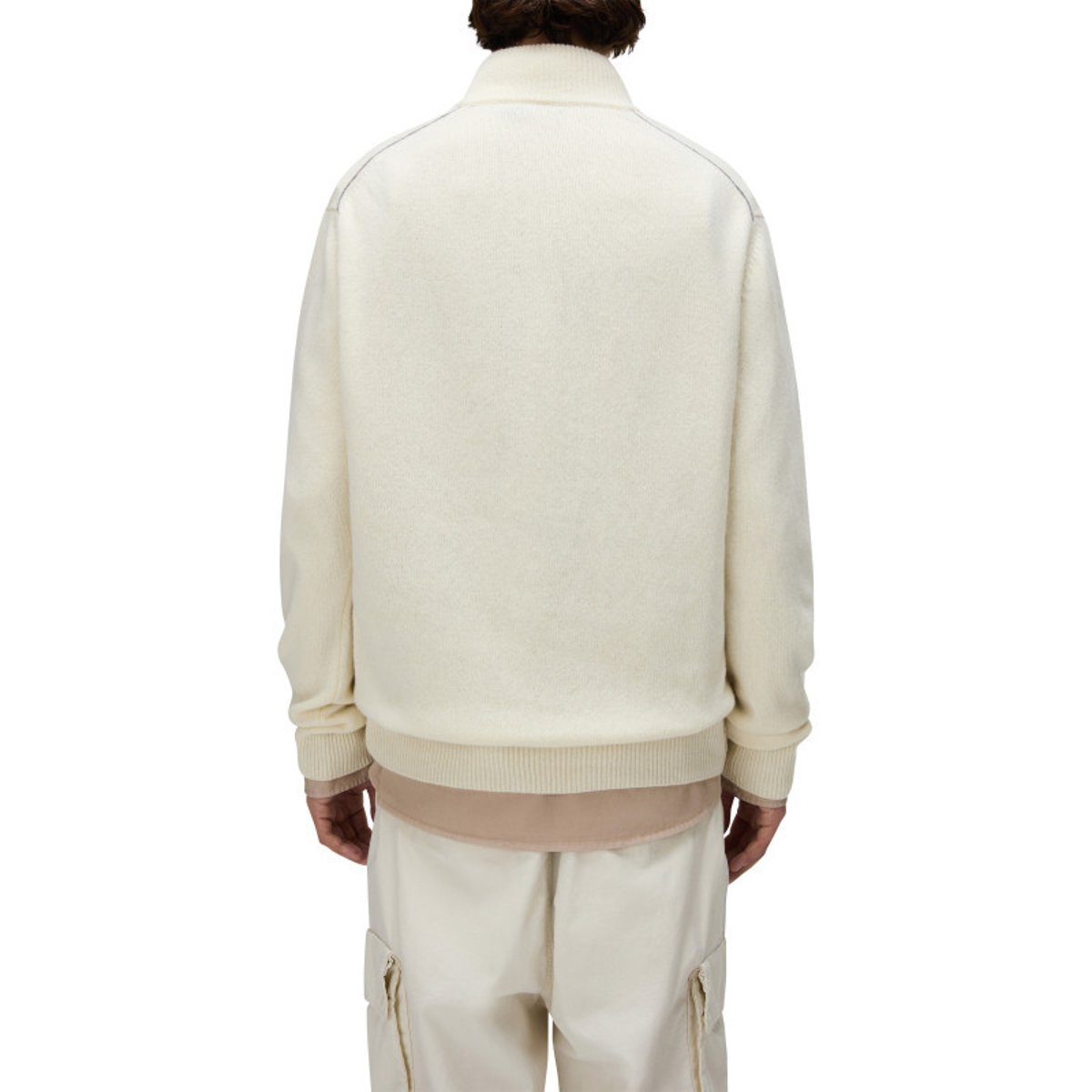 Pull en laine mélangée beige uni avec une coupe droite et un col camionneur beige, NAPAPIJRI