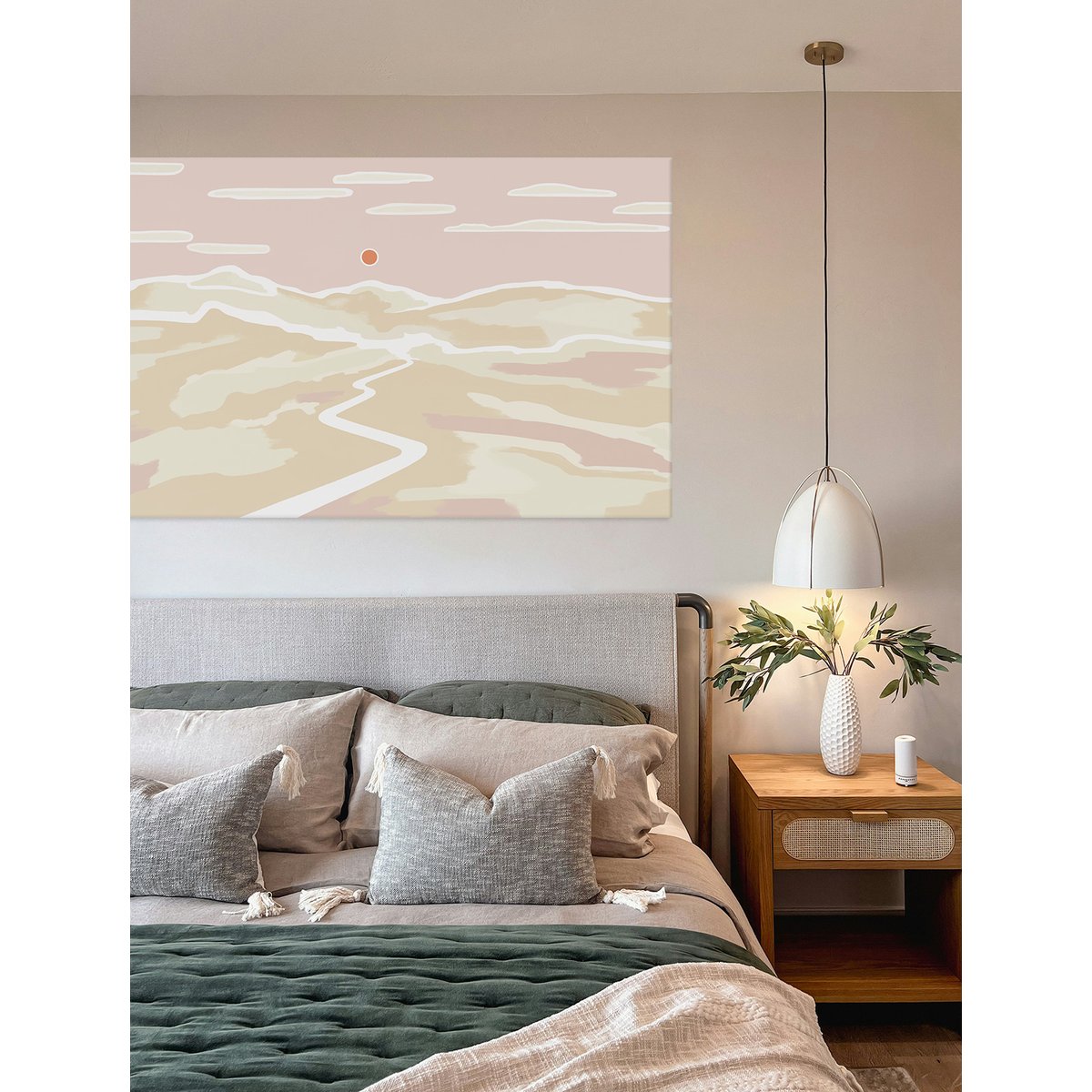 Tableau soleil couchant en toile imprimée, 150x90 cm beige, ACTE DECO