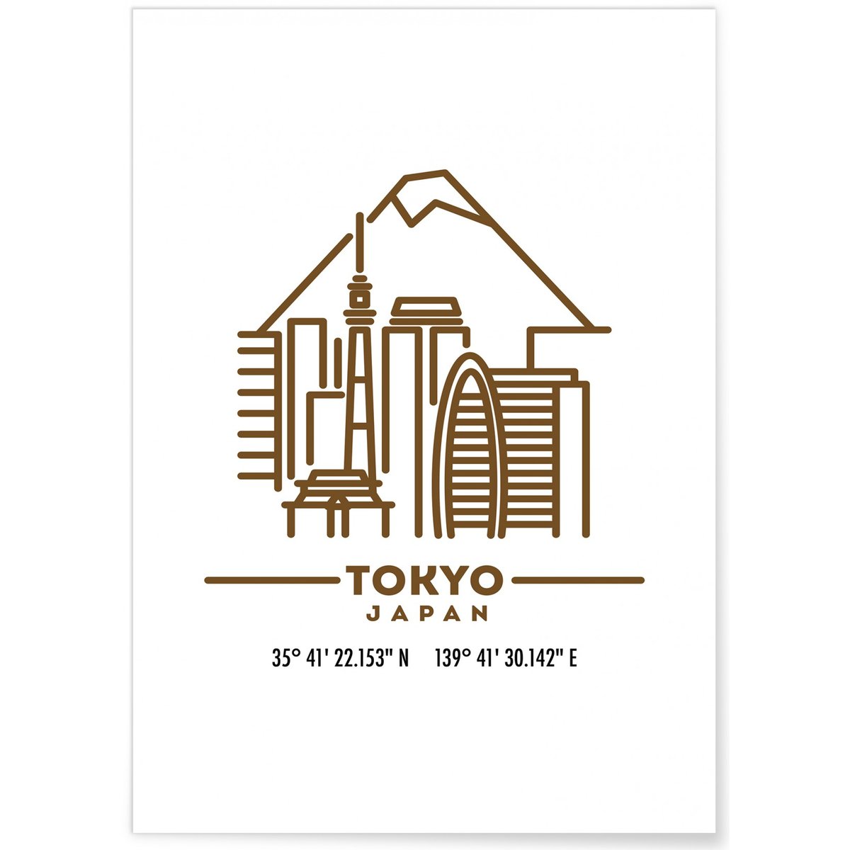 Poster Coordonnées Tokyo blanc, L'AFFICHERIE