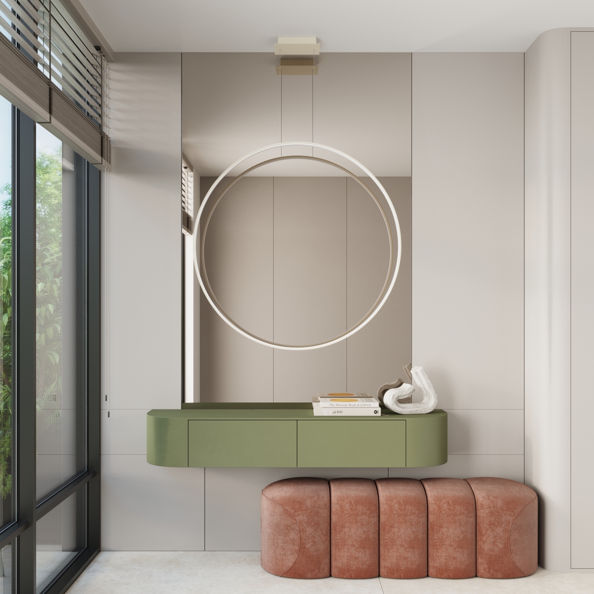 Suspension Aluminium Beige LED 1 Rio beige, EDEN