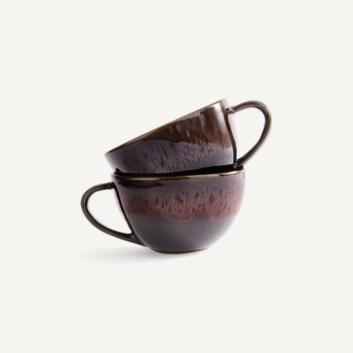 Lot de 4 tasses à thé, en grès émaillé brillant, ZOURO lie de vin, AM.PM
