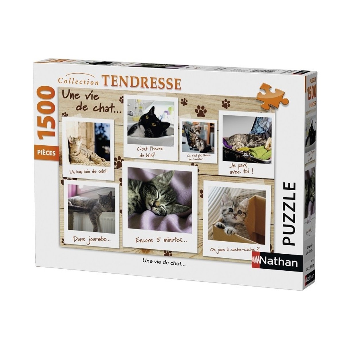 Puzzle 1500 Pièces Chatons, Une Vie De Chat - Nathan - 87778 - Collection Tendresse couleur unique, RAVENSBURGER