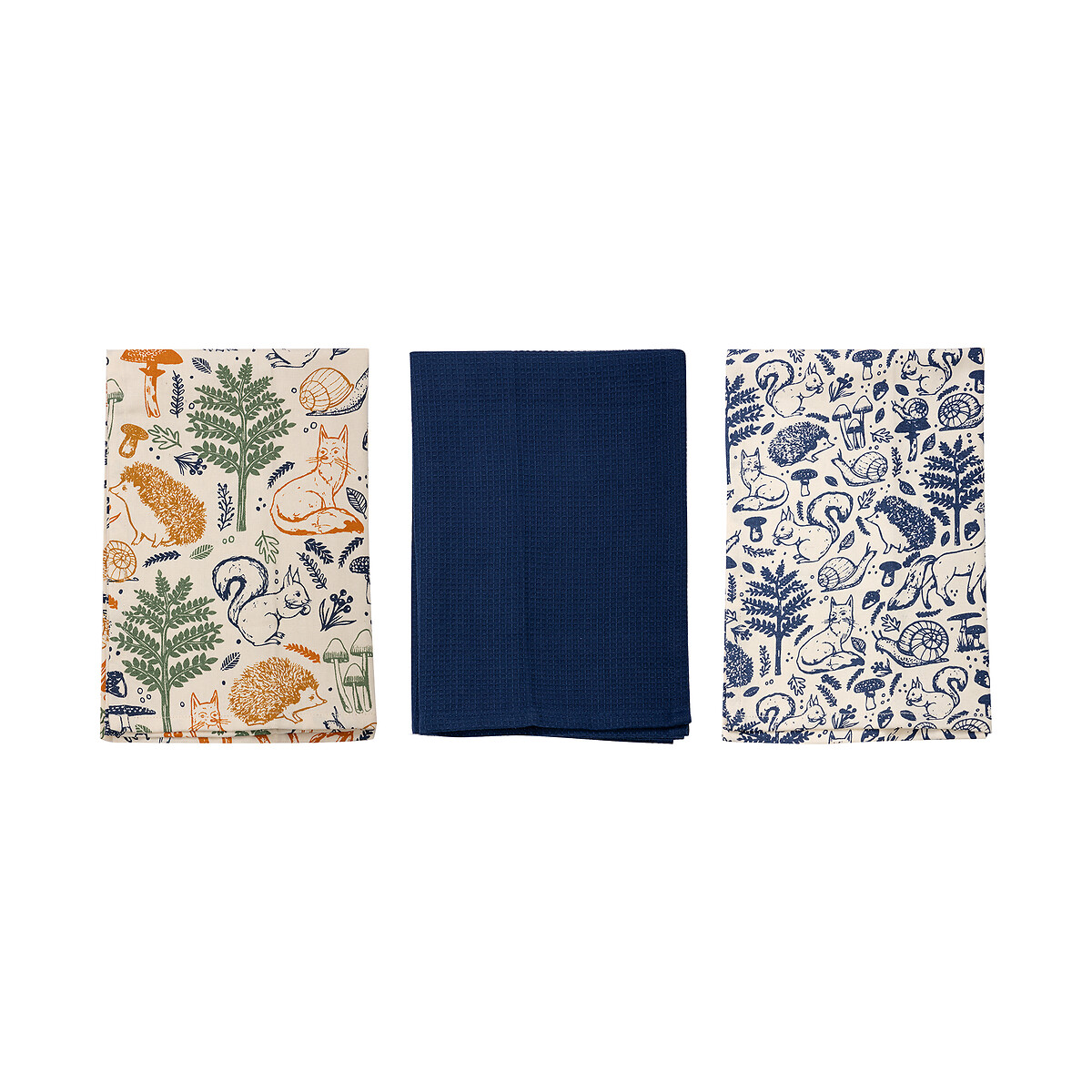 Set of 3 Woodland Tea Towels multi-coloured, PRICE & KENSINGTON