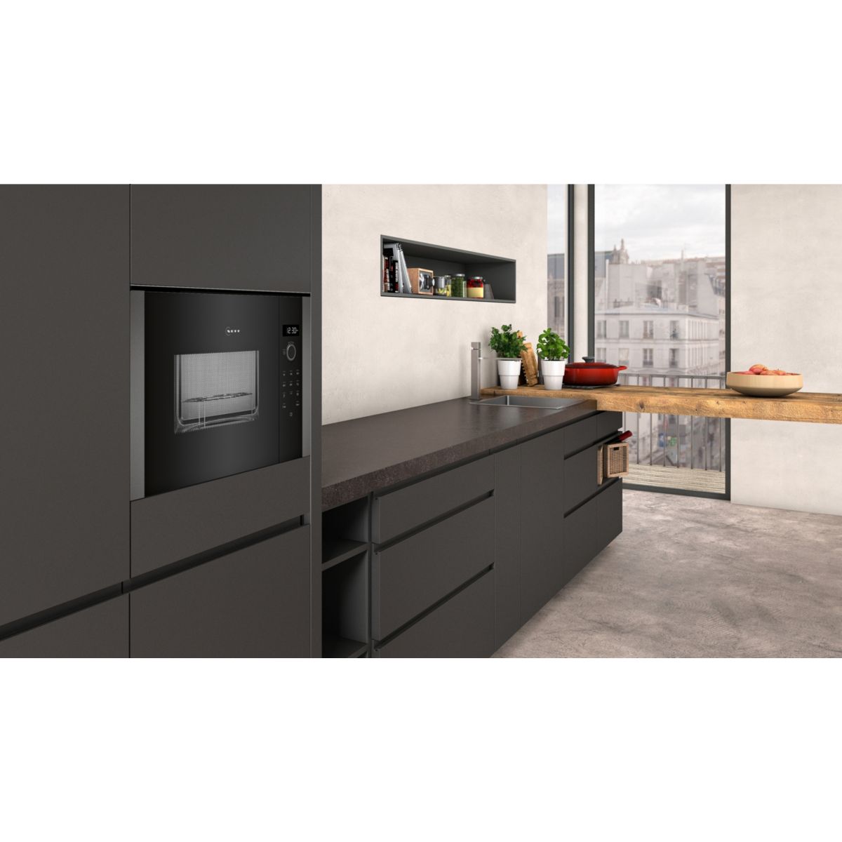 Micro ondes grill encastrable HLAGD53G0, N50, Graphite-Grey couleur unique, NEFF