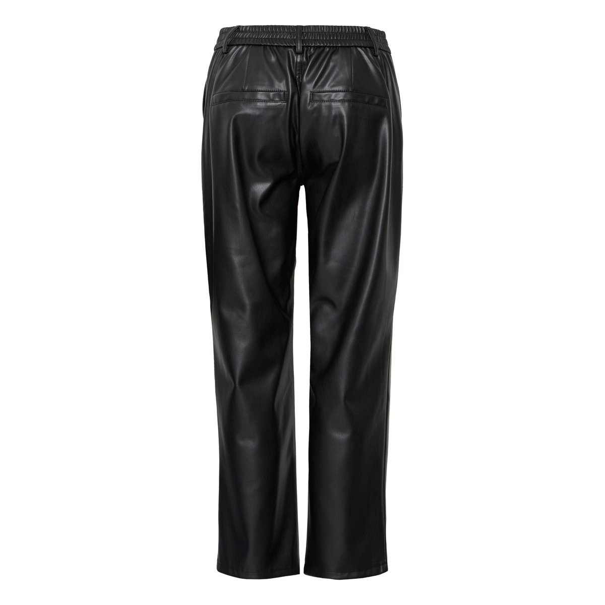 Pantalon imitation cuir, longueur cheville, coupe droite noir, B.YOUNG