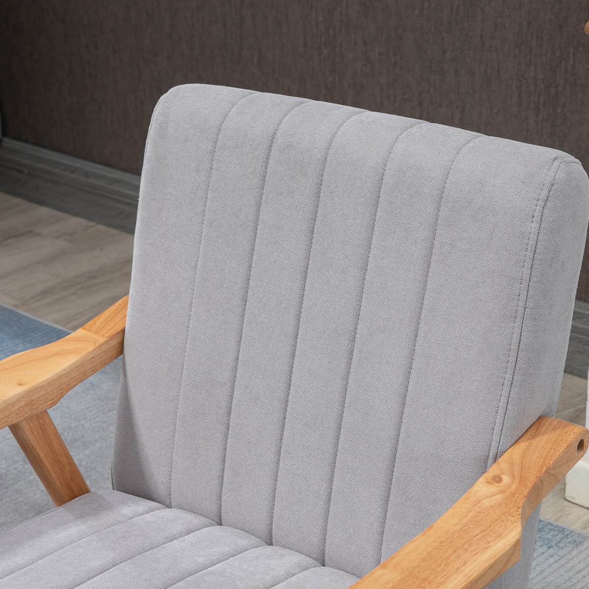Fauteuil moderne en tissu chenille, RAMONB gris, MEUBLES COSY