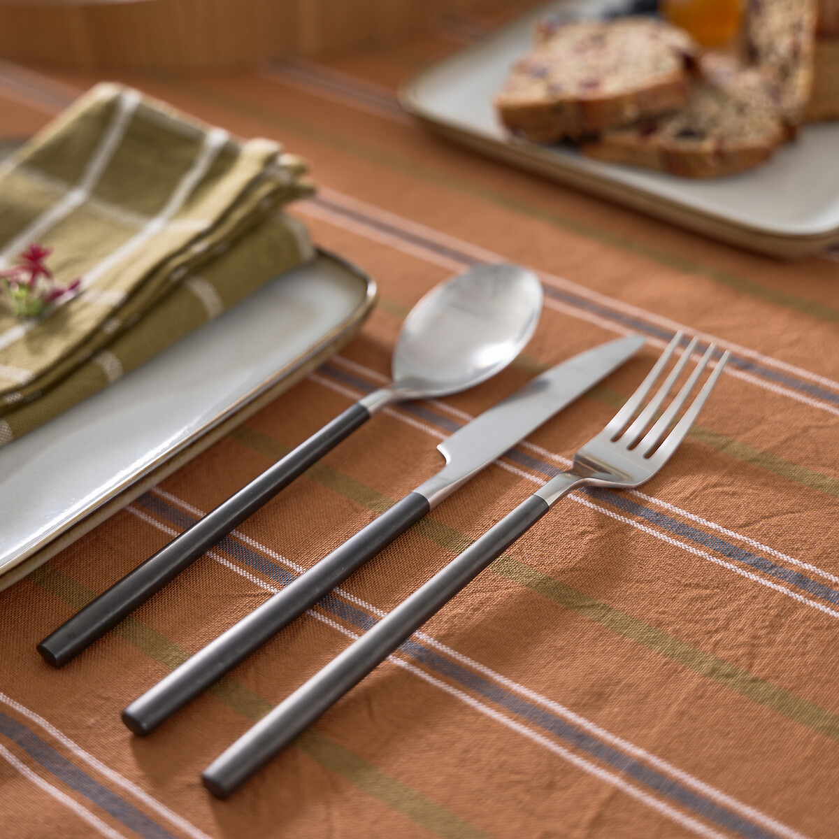 Cubertería de acero inoxidable 16 piezas JIMANE negro/inox cepillado, LA REDOUTE INTERIEURS