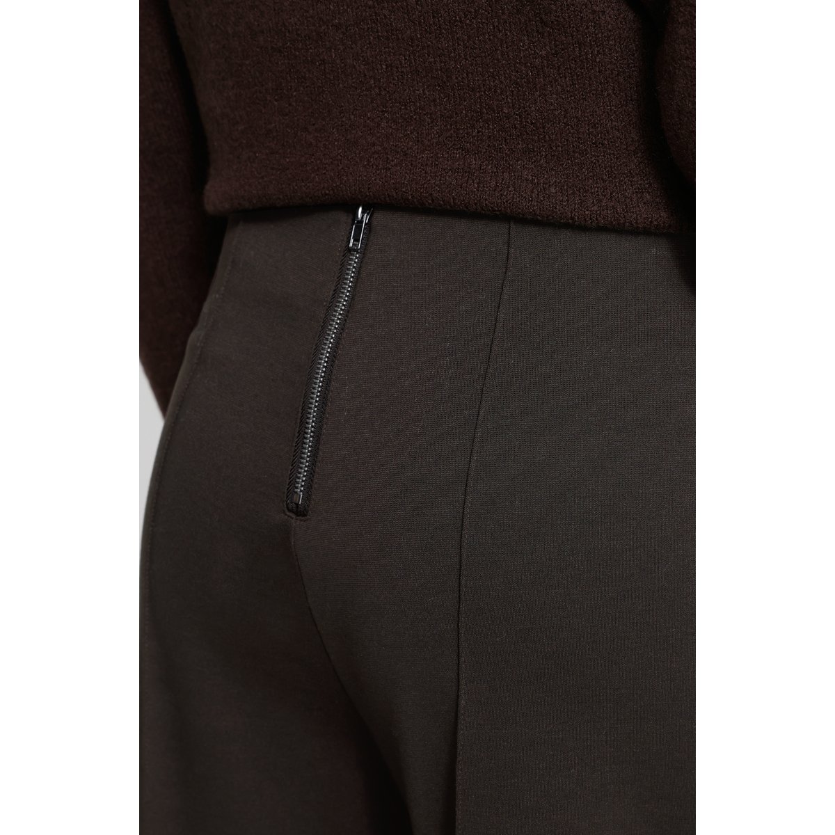 Pantalon cropped à jambes larges, taille haute marron chocolate torte, ICHI