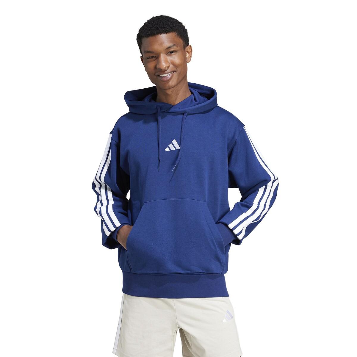 Sweat molleton à capuche Essentiel 3 bandes bleu, ADIDAS SPORTSWEAR