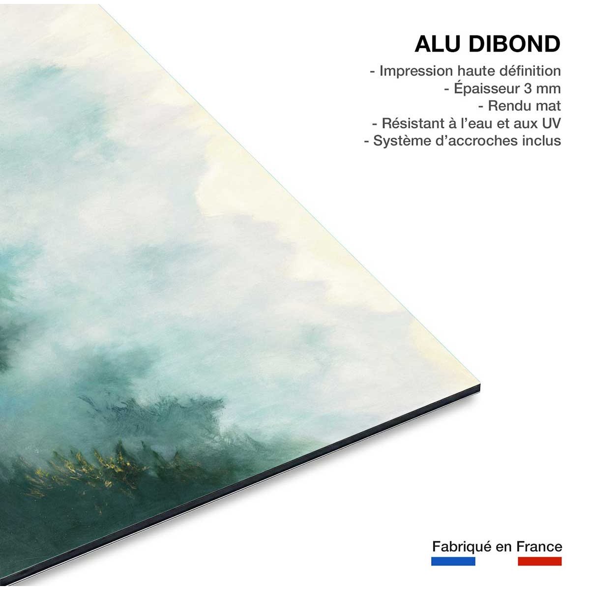 Tableau abstrait Brume sur la forêt tableau alu dibond, HEXOA