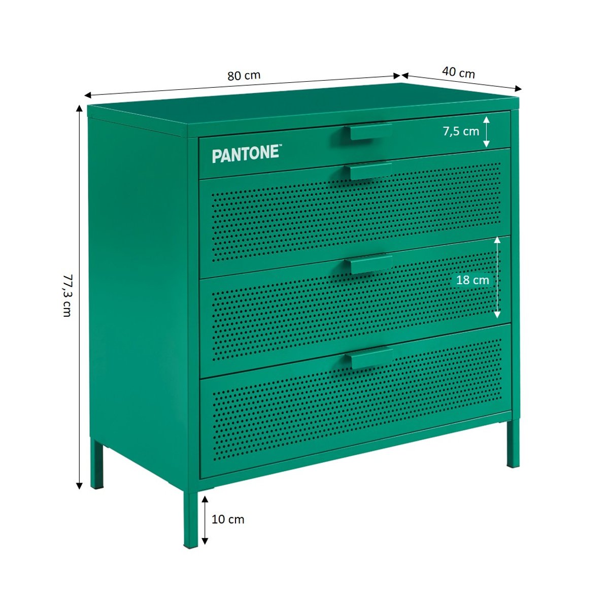 Commode en acier emeraude / tcx 17-6030, PANTONE