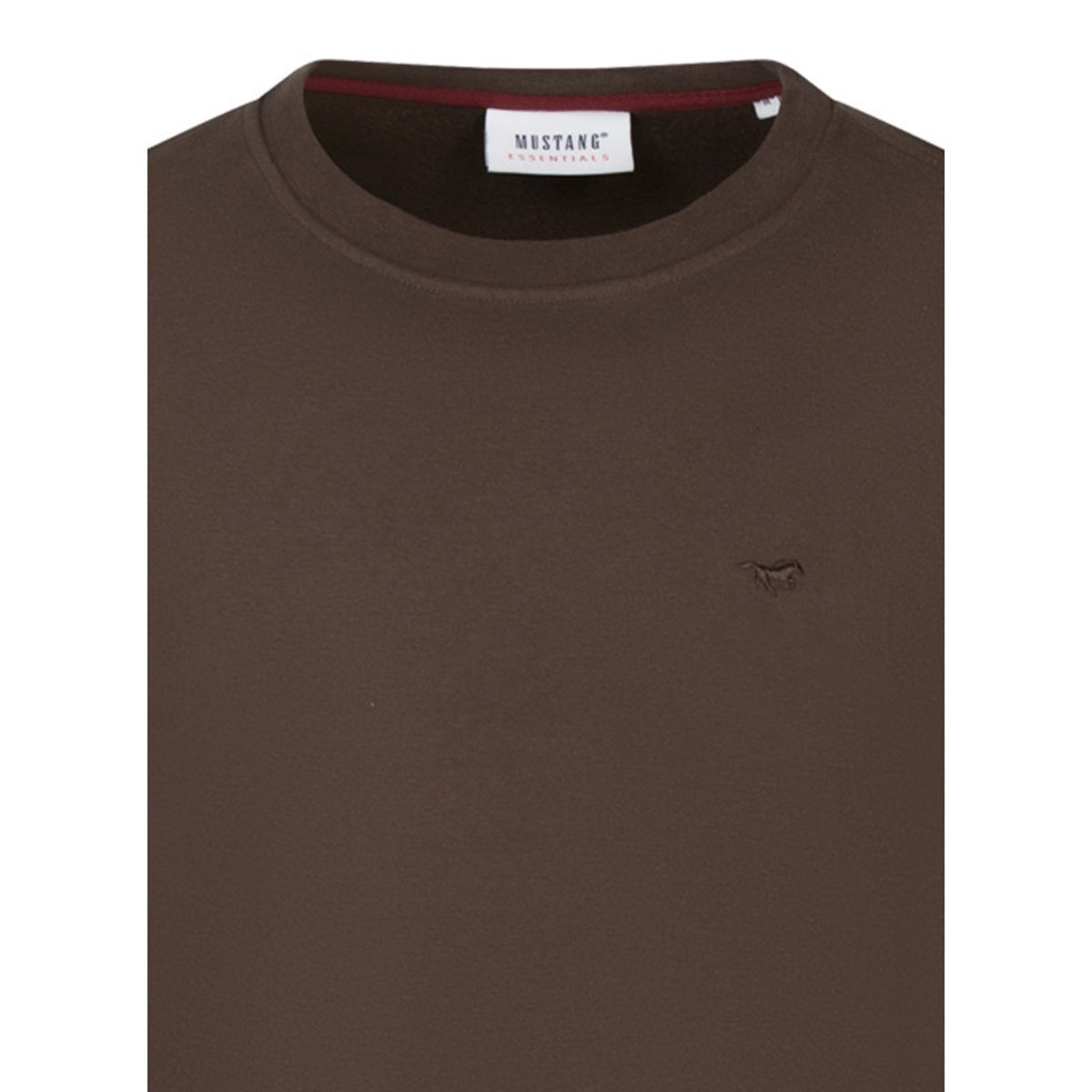 Sweat en coton camel uni avec une coupe droite et un col rond marron, MUSTANG