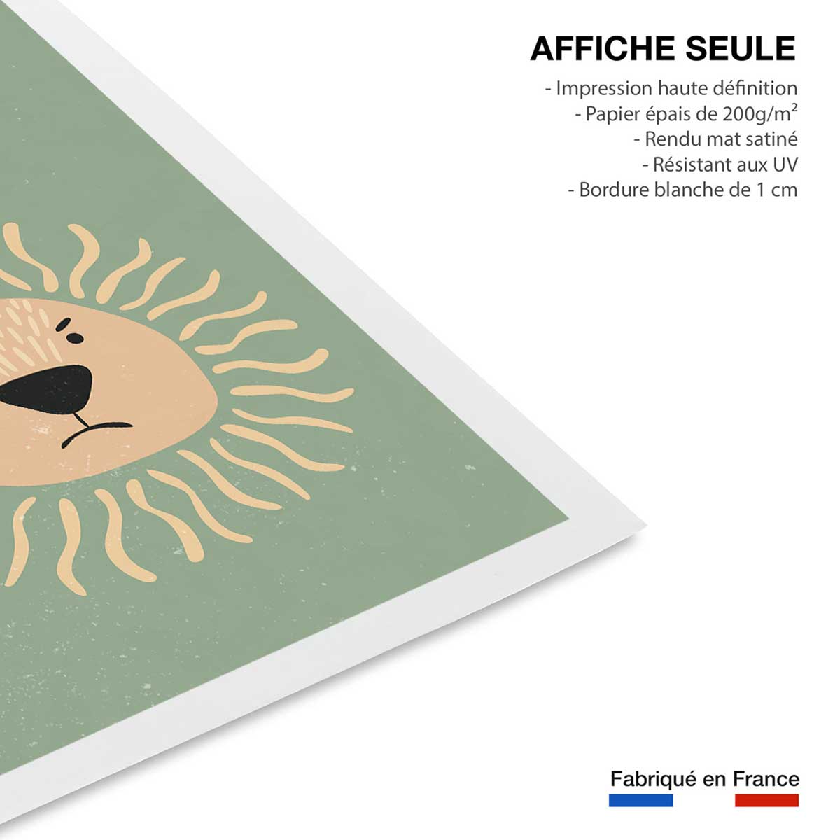 Affiche enfant lion affiche seule, HEXOA