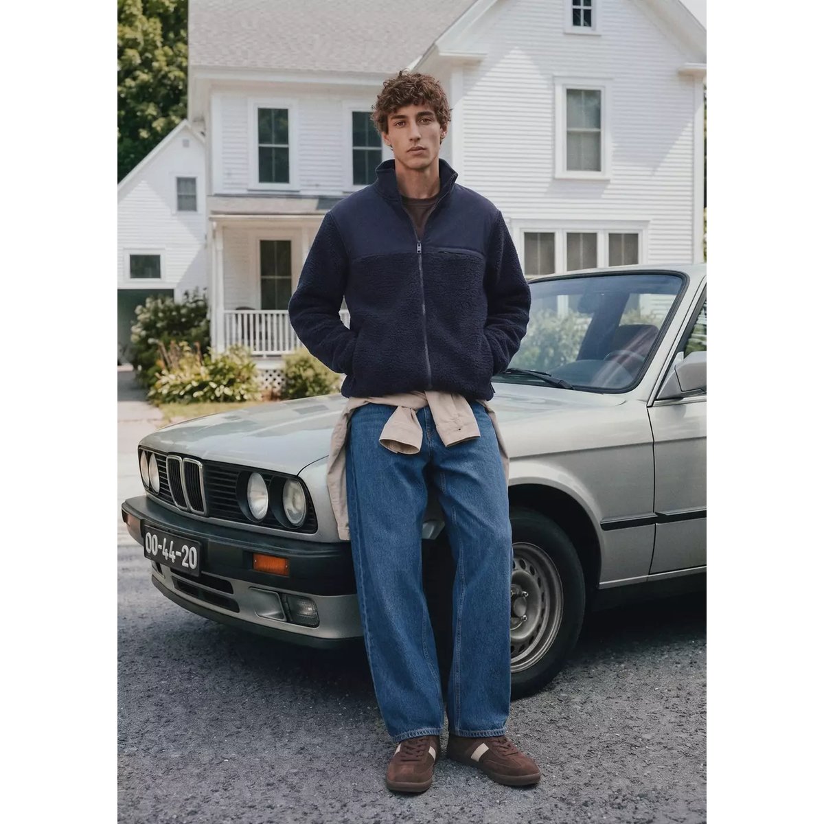 Veste en tissu polaire combiné bleu marine, MANGO TEEN