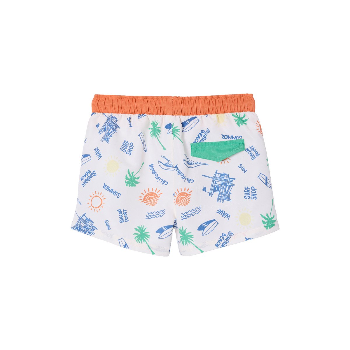 Short de bain surf blanc chiné, VERTBAUDET