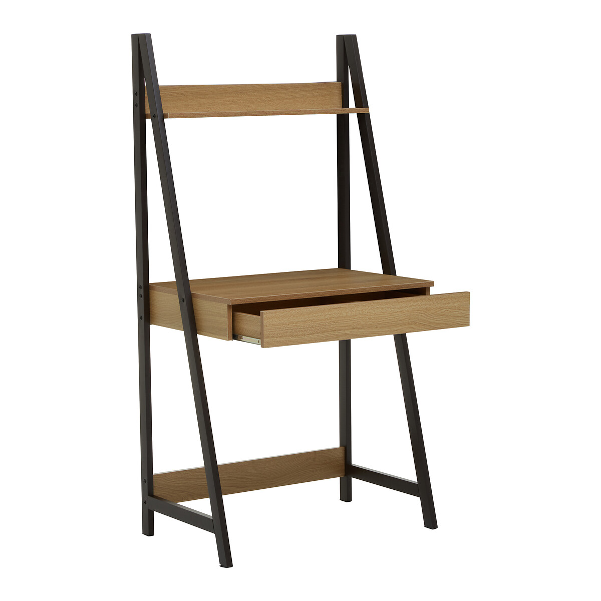 Natural Oak Effect Ladder Shelf Desk Unit with Frame natural, SO'HOME