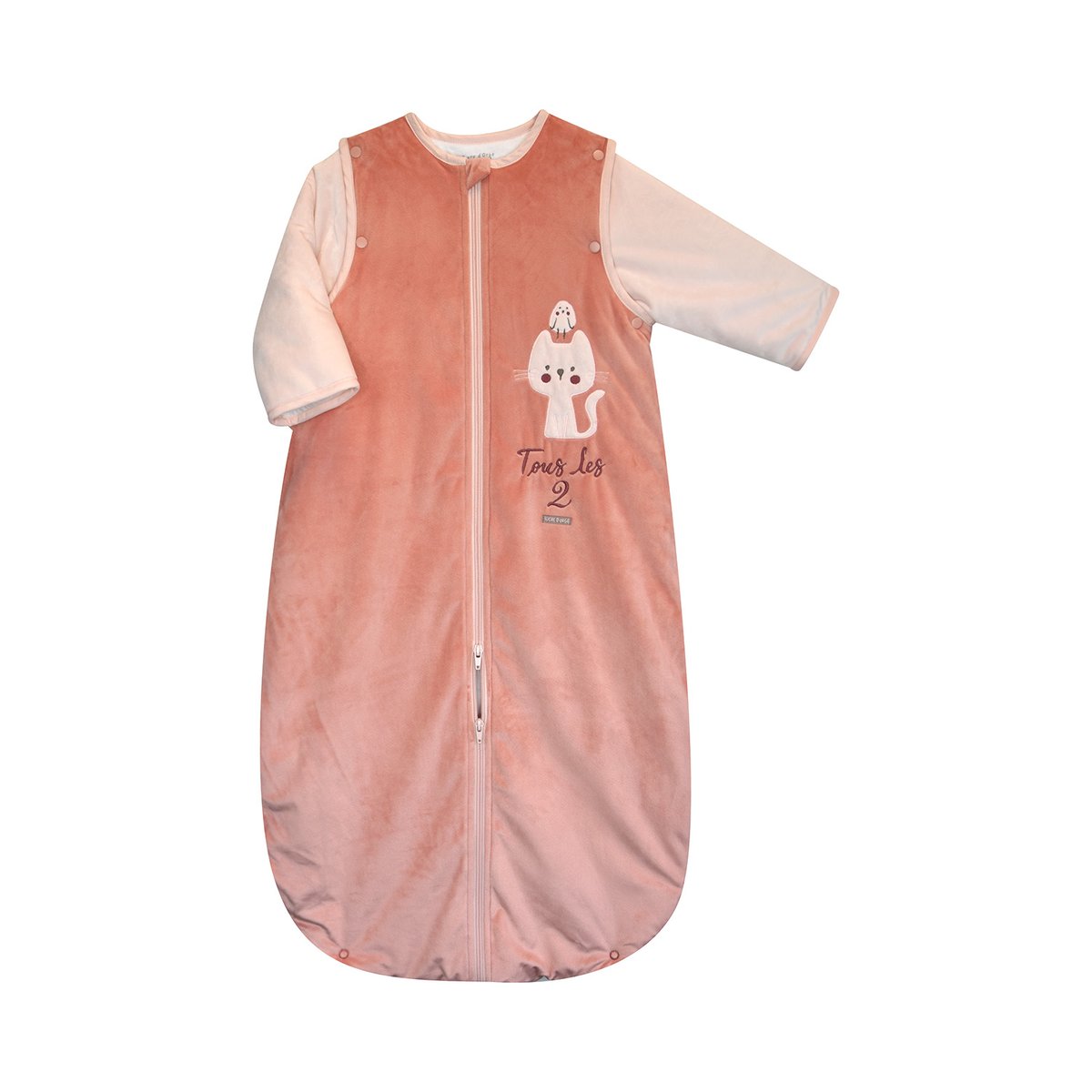 Gigoteuse 6/36m maelia velours doux manches amovibles securite auto rose, SUCRE D'ORGE