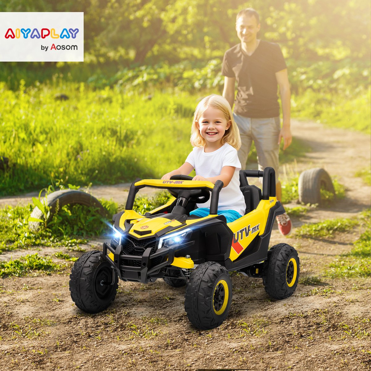 UTV électrique pour enfants PP Jaune jaune, AIYAPLAY