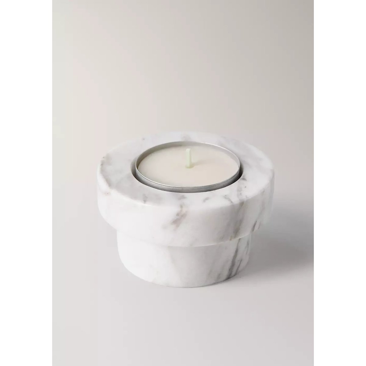 Bougeoir réversible en marbre bas blanc, MANGO HOME
