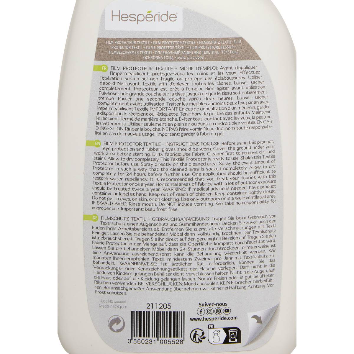 Spray imperméabilisant pour textile extérieur 75cl blanc, HESPERIDE