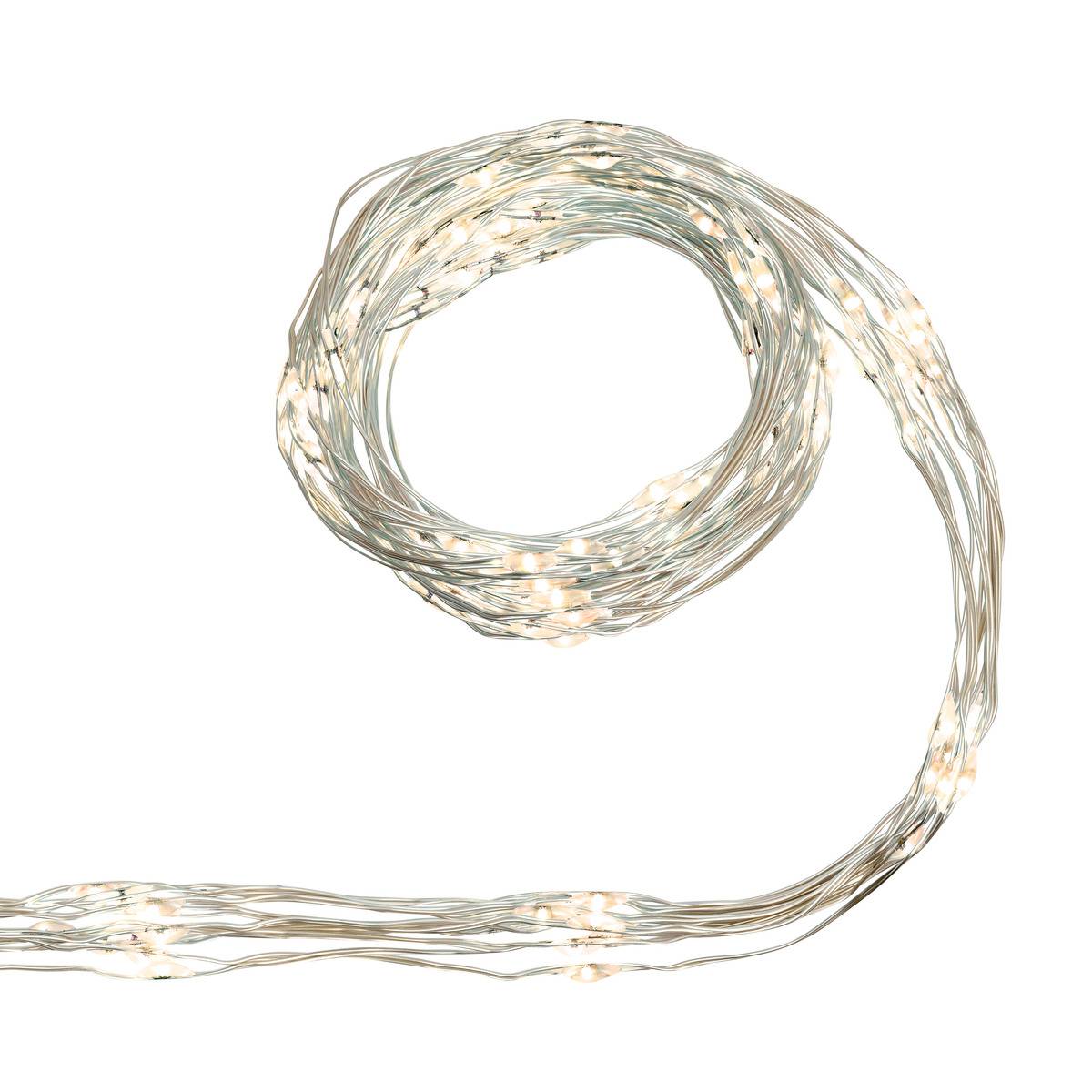Guirlande lumineuse cascade d'extérieur 1 m 200 LED blanc froid fil cuivre 13 fonctions avec minuteur sur secteur blanc chaud, ATMOSPHERA
