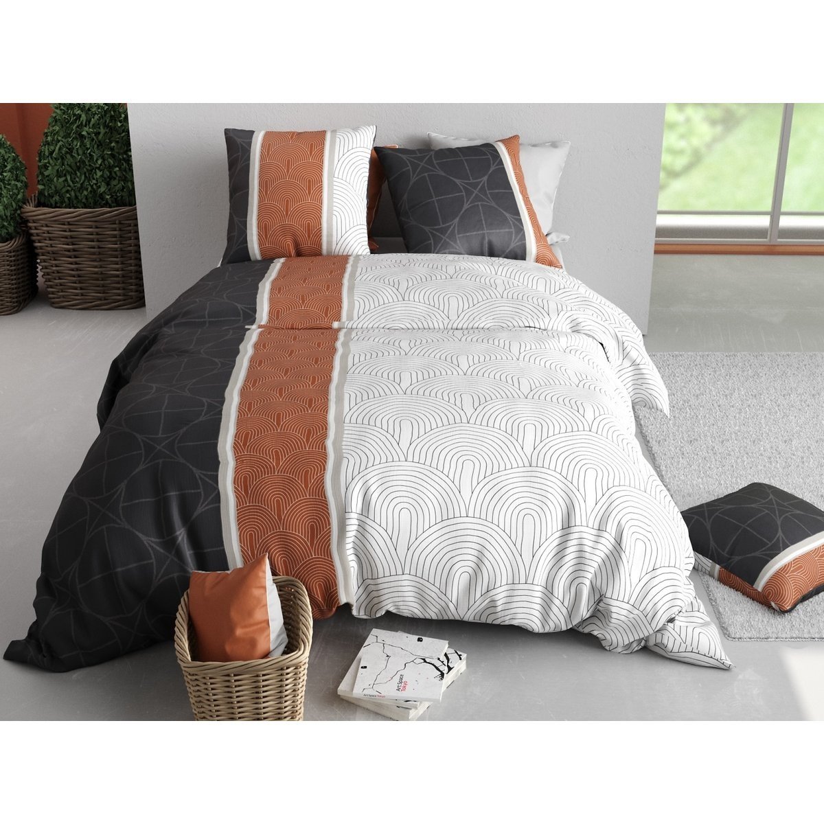 Parure de lit Art deco Ekinose blanc, EDEN